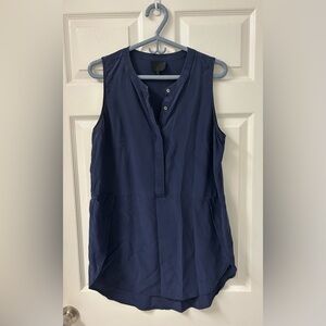 Quinn Silk Navy Sleeveless Split Hem Women's Tunic SZ Large